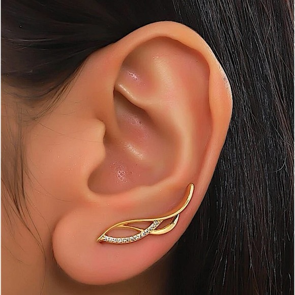 Gold Zircon Ear Climber - Picture 1 of 5